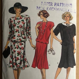 80’s Shoulder Pad Dress Sewing Pattern Vogue 9455 Size 14