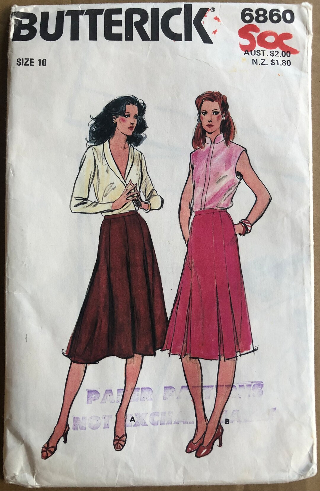 80s Flared Gore Skirt Sewing Pattern Butterick 6860 Size 10 - Etsy