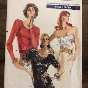 80’s Evening Top Sewing Pattern Vogue 7109 Size 6 8 10