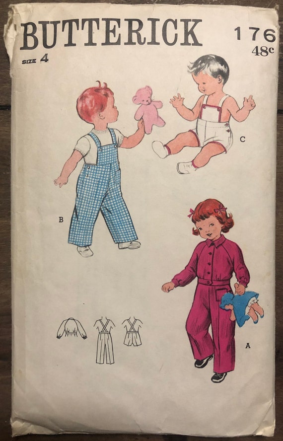 Vintage Childrens Overalls & Jacket Sewing Pattern Size 4 Etsy