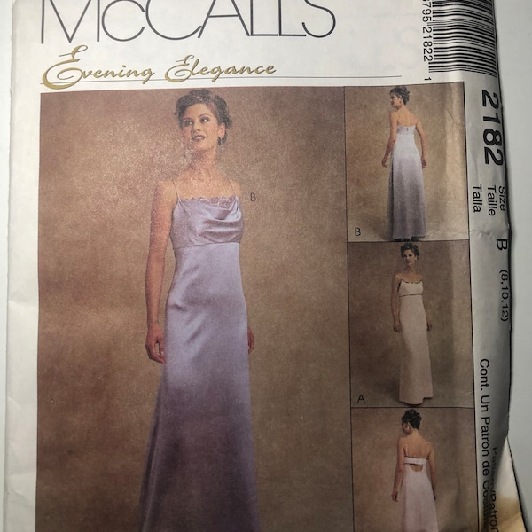Y2K 90’s Cowl Neck Evening Dress Sewing Pattern McCall’s 2182