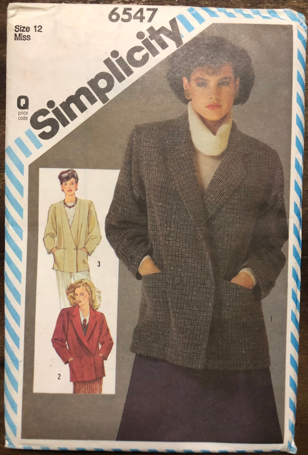 80s Oversized Jacket Blazer Sewing Pattern Simplicity 6547 Size 12 - Etsy
