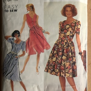 90’s Button Front Dress Sewing Pattern Simplicity 7274 Size 12