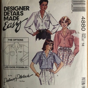 90’s Ladies Blouse Shirt Sewing Pattern McCall’s 4880 Size 14