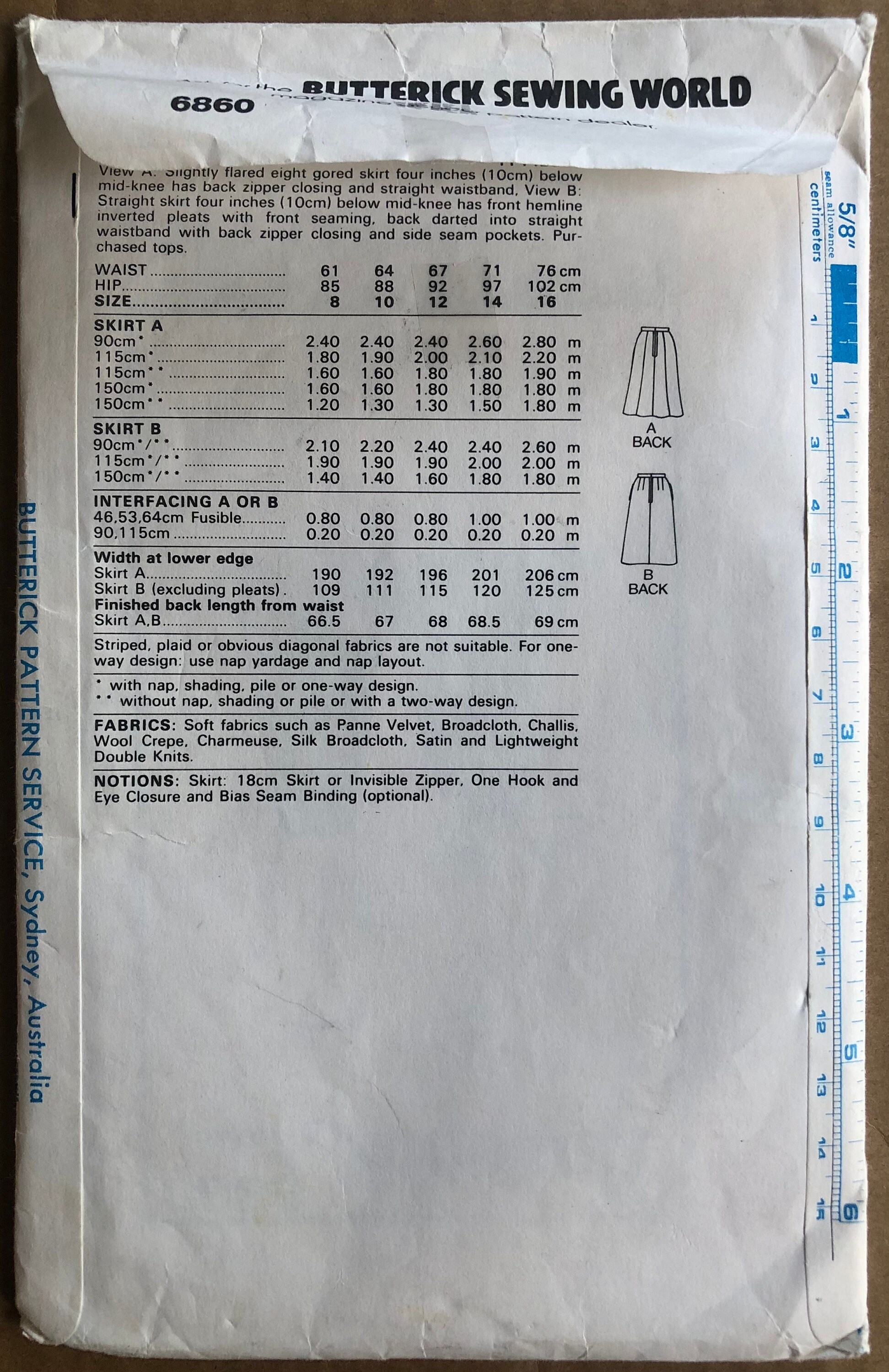 80s Flared Gore Skirt Sewing Pattern Butterick 6860 Size 10 - Etsy