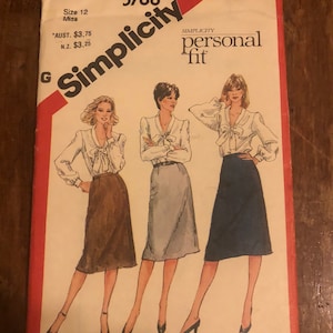 80’s A-Line Skirt Sewing Pattern Simplicity 5788 Size 12