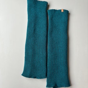 Hand Knitted Merino Wool Legwarmers, Womens Knee High Welly Socks, Soft Woolen Footless Yoga Pilates Leg Warmens, Blue Warmens, Yoga gift