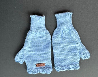 Mitaines en tricot, Mitaines d'hiver, Mitaines bleu clair, Mitaines d'hiver, Gants au crochet