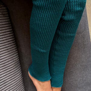 Hand Knitted Merino Wool Leg Warmers: Turquoise Yoga Socks