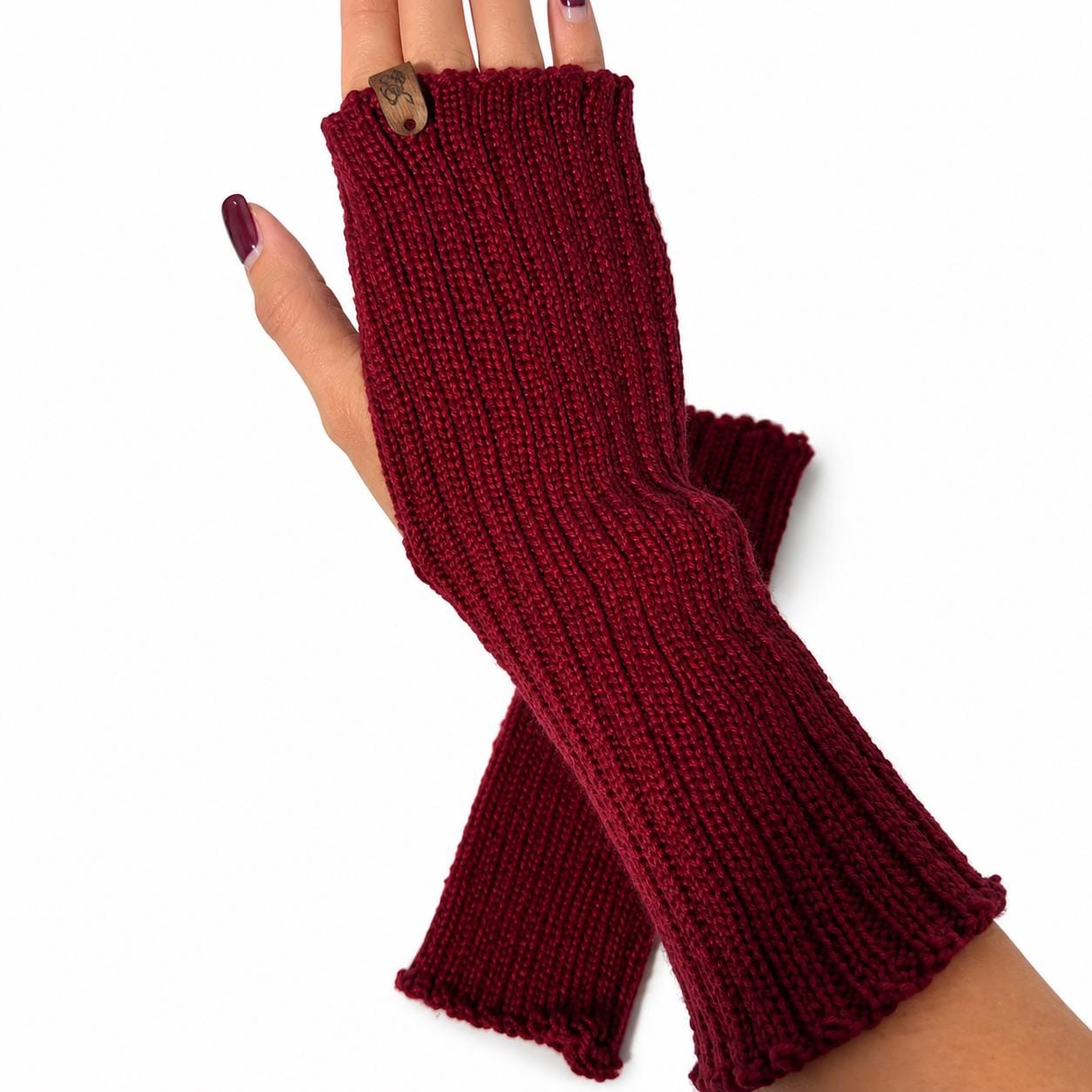 Red Wool Fingerless Gloves, Ribbed Knit Woodland Fairy Arm Warmers