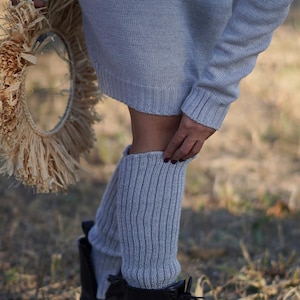 Hand Knitted Merino Wool Legwarmers, Womens Knee High Welly Socks, Soft Woolen Footless Yoga Pilates Leg Warmens, Yoga Warmens, Yoga gift