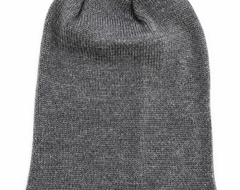 Infant Beanie, Dark Gray Merino Wool Slouchy Knit
