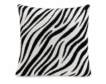 Zebra Pillow Cover, Black and White Knit Cushion for Modern Decor