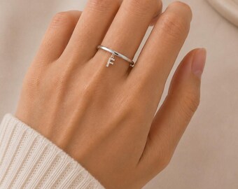 Personalized Initial Ring – Adjustable Silver Ring