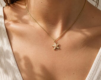 Sternenanhänger-Halskette, minimalistischer Sternenanhänger, zierliche Goldkette, Geschenk für Sie