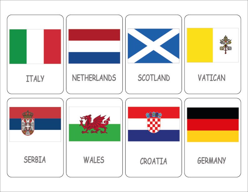 Printable Flags of 52 Countries of Europe Flashcards Instant Download 3 ...