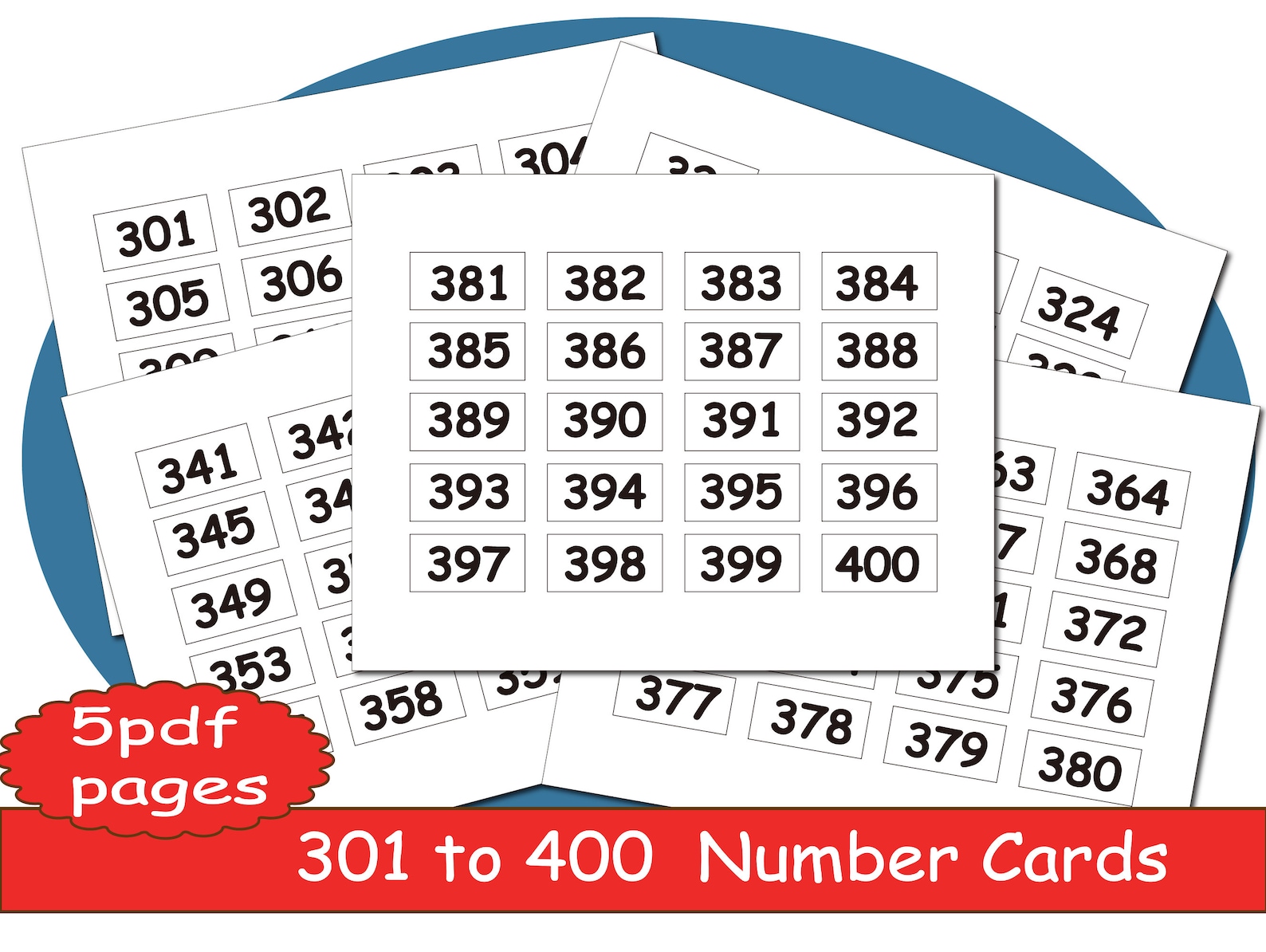 Numbers 301 400 Flash Cardsworksheets Math Digital Download Etsy Ireland