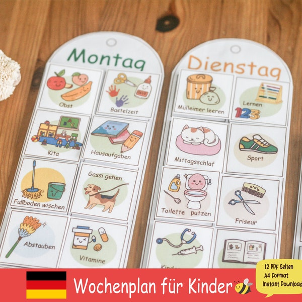 Raboteuse pour enfants à imprimer Wochenplan für Kinder Kalender Kinderkalender Druckbar