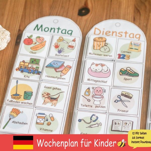 Wochenplan für Kinder Kalender printable Kinderkalender Druckbar kids planer