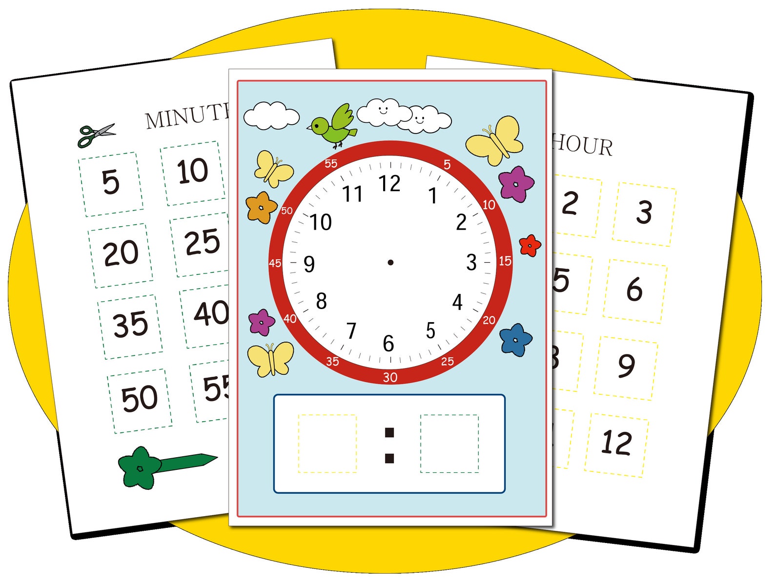 Printable Homeschooling Clock, Learn to Tell the Time, Homeschool