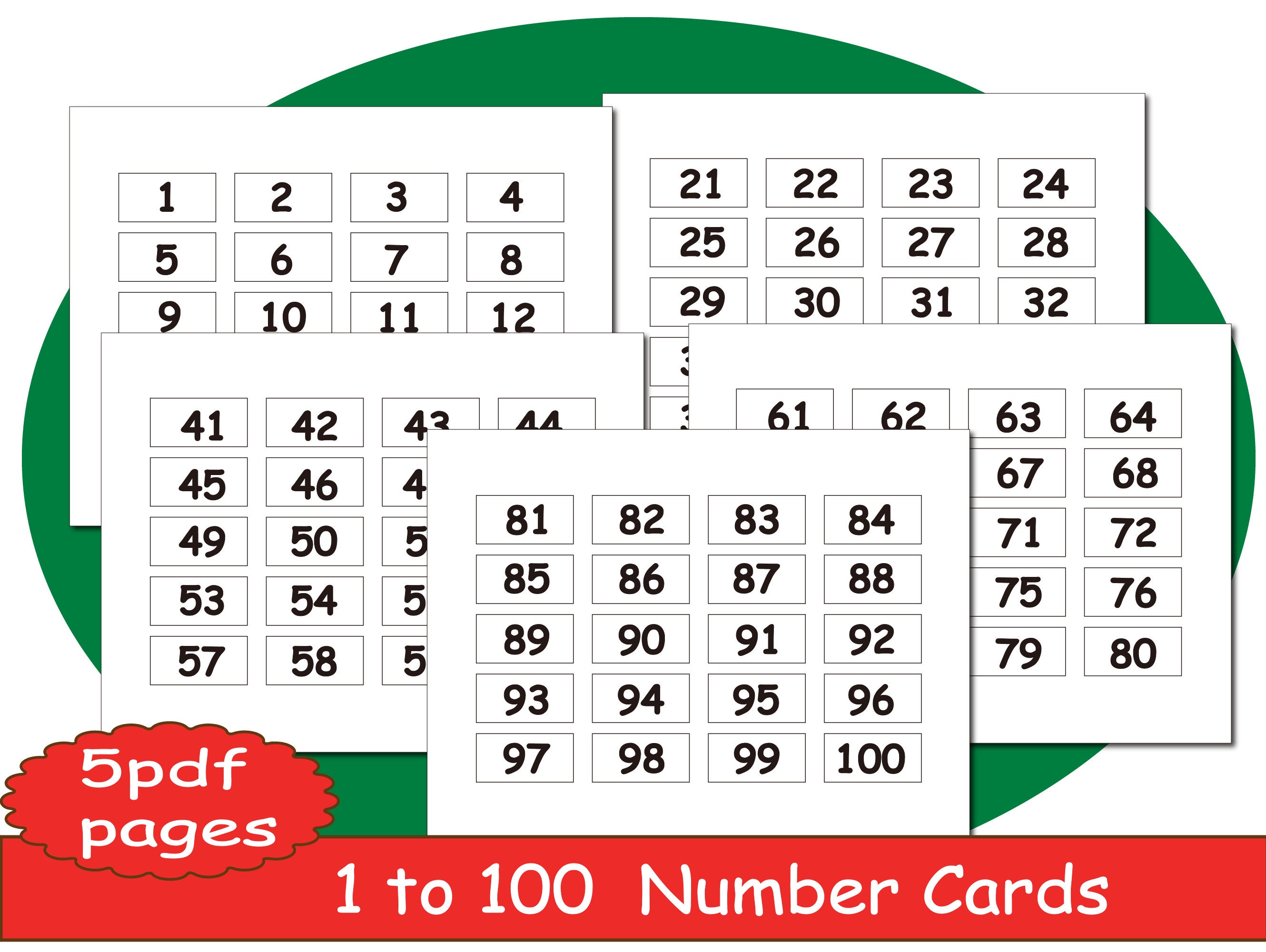 100 Printable 1-100 Numbers Flashcards. Educational Math Learning ...