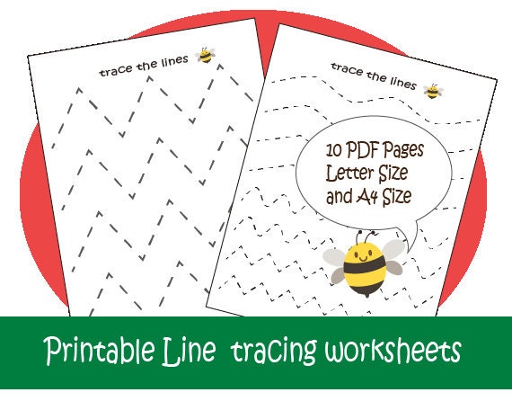 Printable Line Tracing Worksheets, Handwriting Practice, - Etsy