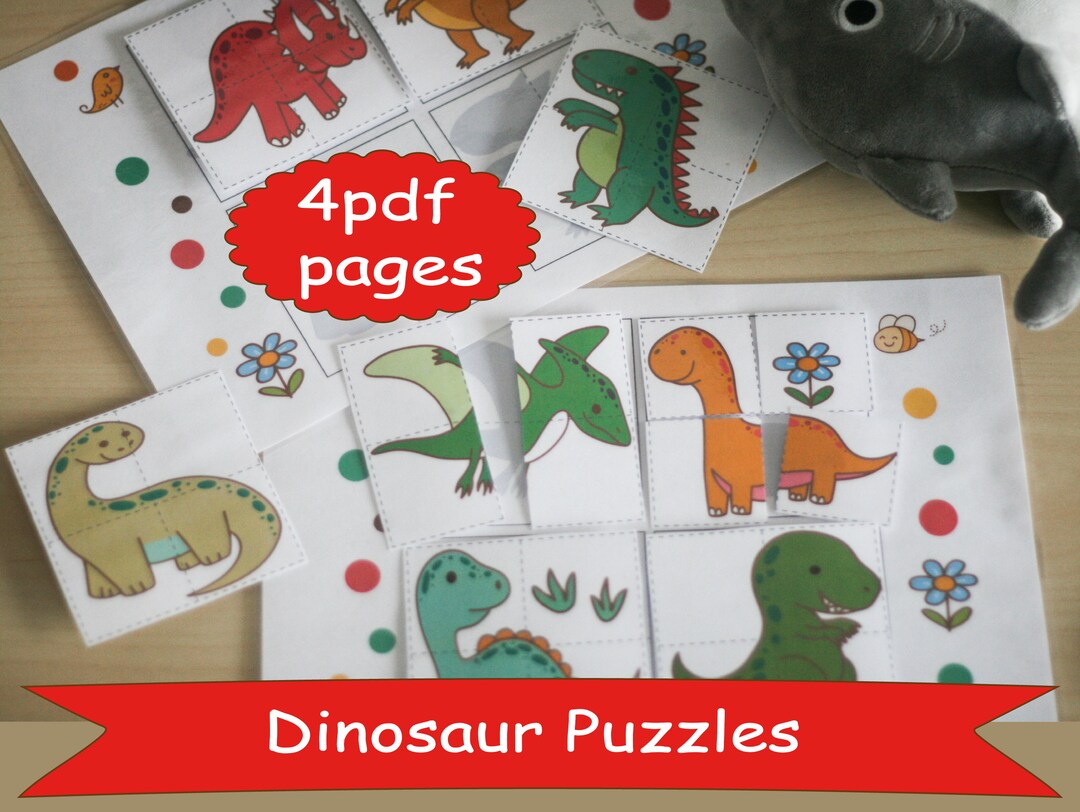 Dinosaur Puzzles,printable Activity, Matching Cards,montessori Activity ...
