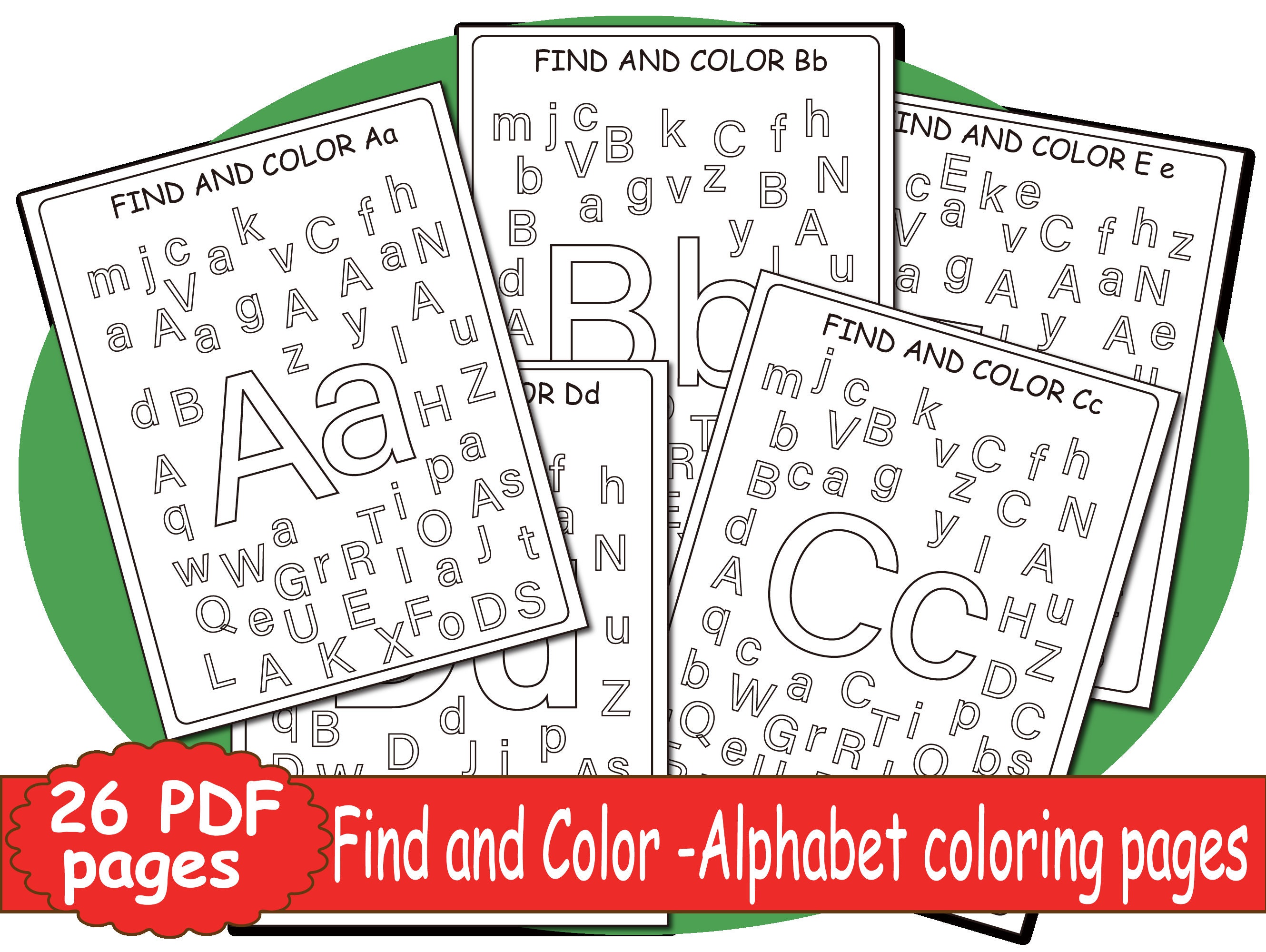 Upper & Lowercase Alphabet Printable Coloring Worksheets for Etsy