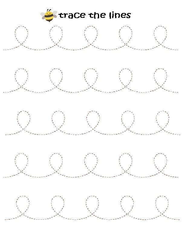 Printable Line Tracing Worksheets, Handwriting Practice, - Etsy