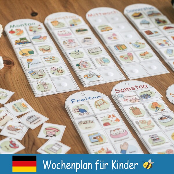 Wochenplaner  Tagesplaner für Kind Tagesplan für kind Kinderkalender Wochenplan Chart Physiches Produkt Planer für kind