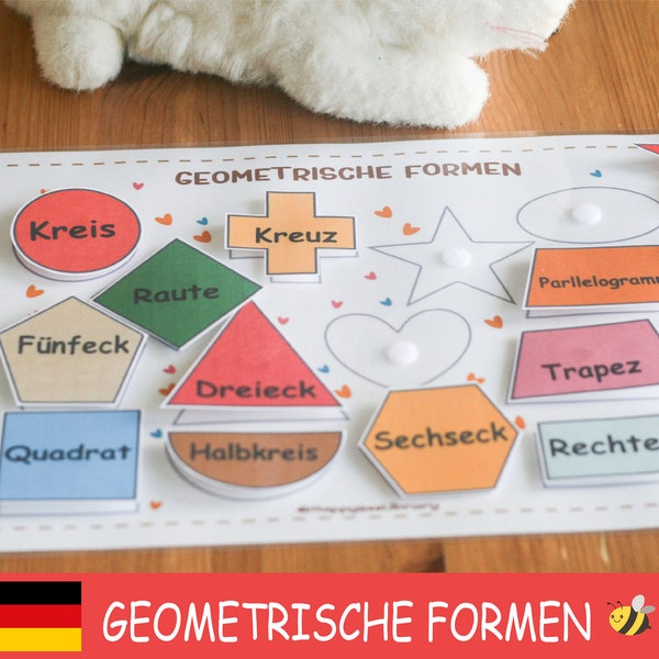 Geometische Formen lernen Kindergarten Vorschule instantdownload montessori wort für Kinder