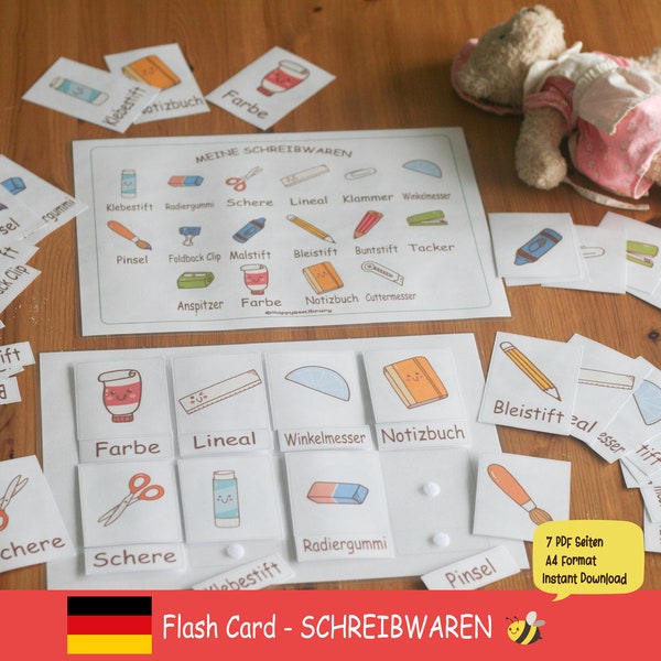 Flash Card Druckbar 3 teil karten Montessori 3 teil wort Flashcard Vorschulmaterial  Instantdownload Wordcard