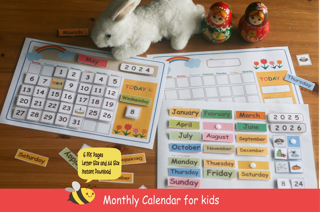 Kids Calendar,monthly Kids Calendar,printable Calendar for Kids ...