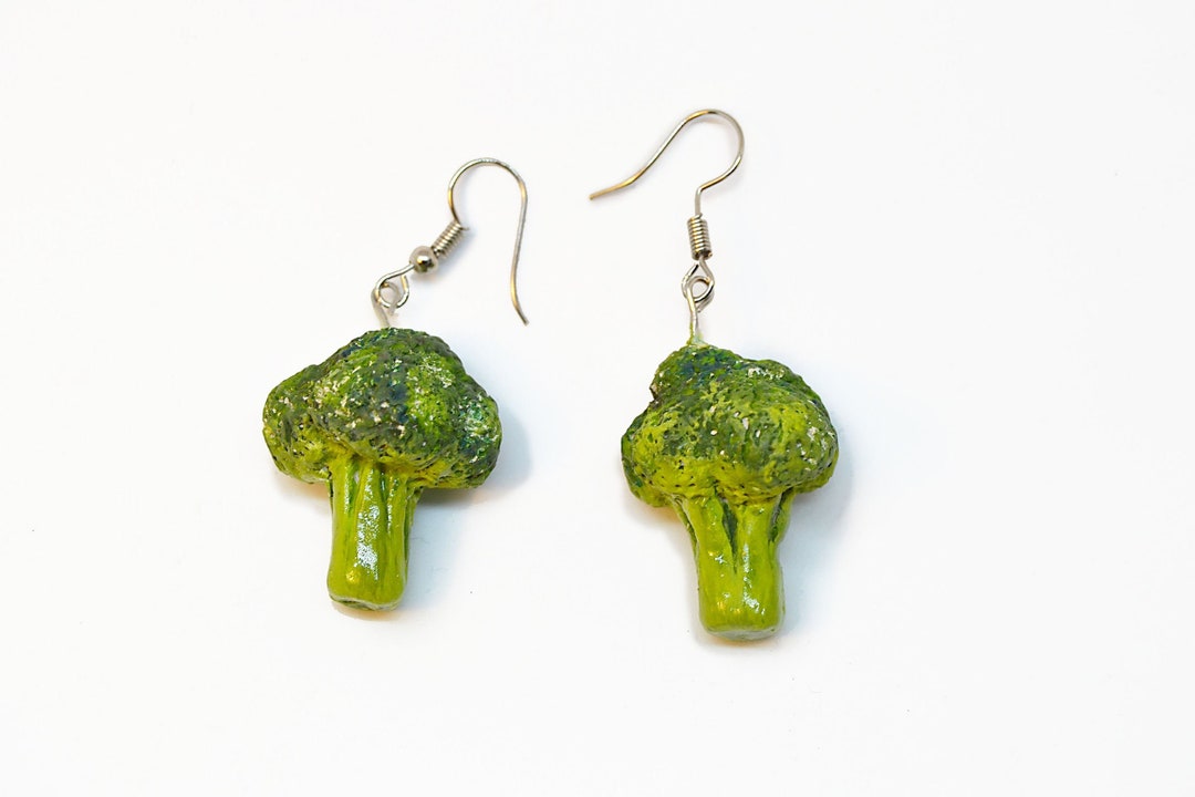 Broccoli Earrings Wearable Sculpture Unique Polymer Clay Etsy