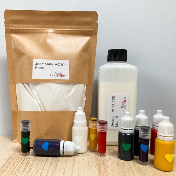 Jesmonite starter set  for DIY projects, Jesmonite base powder, liquid and pigments.