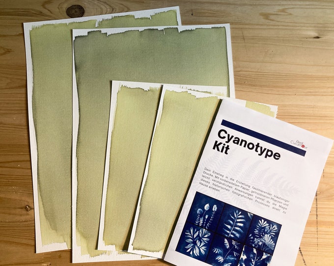 Complete DIY Cyanotype Kit for Sun Printing - Includes Pre-Prepared Paper and Dried Plants.  Just Add Sun and Water.