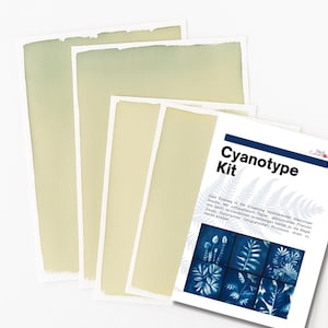 Kit completo fai da te per la cianotipia con stampa solare, pronto da regalare - Include carta pre-preparata e piante essiccate. Basta aggiungere sole e acqua.