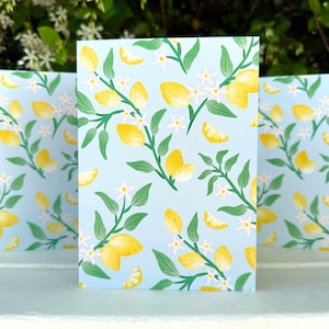 Lemon Cards, 1 or 10, thoughtful cards, stationery items, lemon, just because, thinking of you, stationery shop, thank you notes, notecards