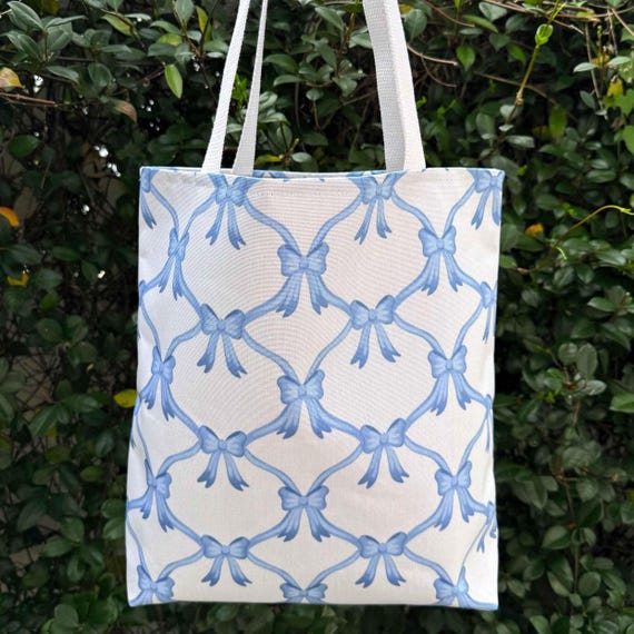 Bow Tote Bag, bow handbag, everyday carry bag, coquette handbag, coquette aesthetic, , preppy stuff, tote bags cute, farmers market, preppy