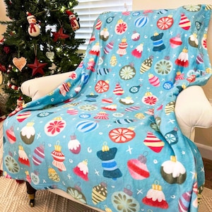 Christmas Blanket, festive bedding, xmas blanket, sofa couch cover, indoor christmas decorations, xmas throw, merry and bright, host gifts