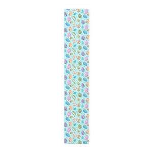 Easter Egg Table Runner, Spring Floral Decor 16" × 90"