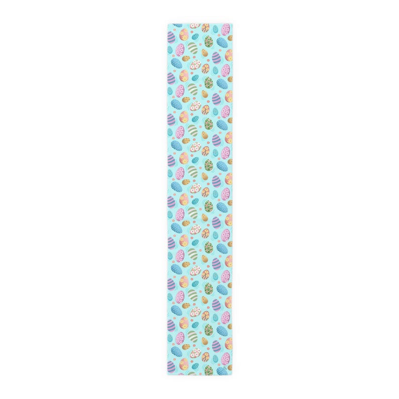Easter Egg Table Runner, Spring Floral Decor 16" × 90"