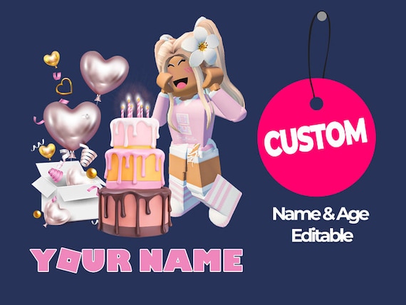 Custom Name Age Birthday Girl/Boy Png, Roblox Kids Birthday