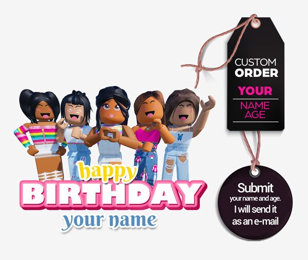 Custom Name Age Birthday Girl/Boy Png, Roblox Kids Birthday