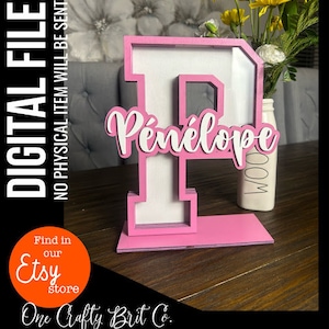 Letter P Piggy Bank with Interlocking Stand - DIGITAL FILE ONLY