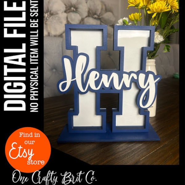 Letter H Piggy Bank with Interlocking Stand - DIGITAL FILE ONLY