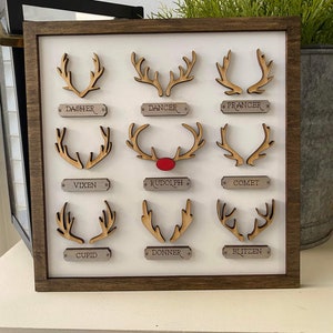Santa's Reindeer Sign 10.5in Square - DIGITAL FILE