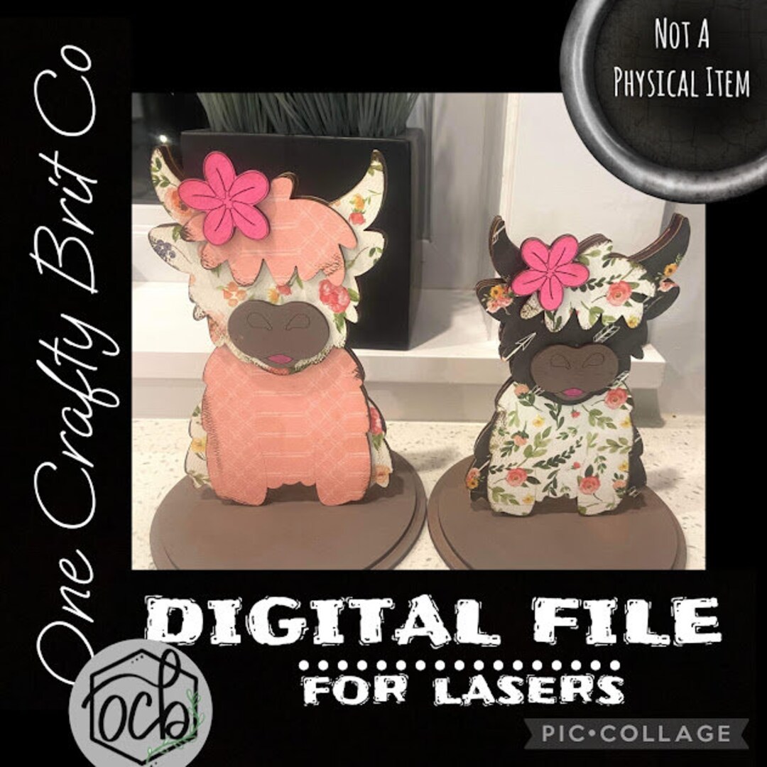 Cow File Set 6 in Highland Cow - Includes for 1/4 and 1/8 in Material - DIGITAL FILE ...