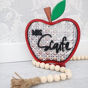 Rattan Teacher Apple Desk Name Plate - DIGITAL FILE