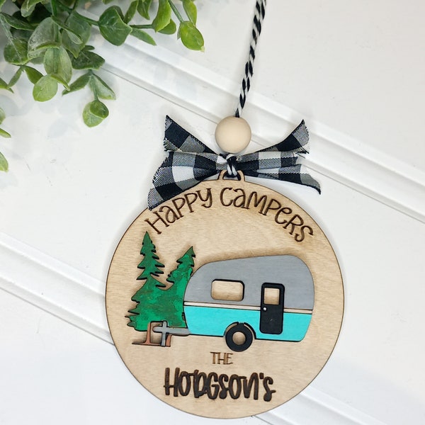 Happy Camper Ornament Car Charm Christmas Ornament - DIGITAL FILE